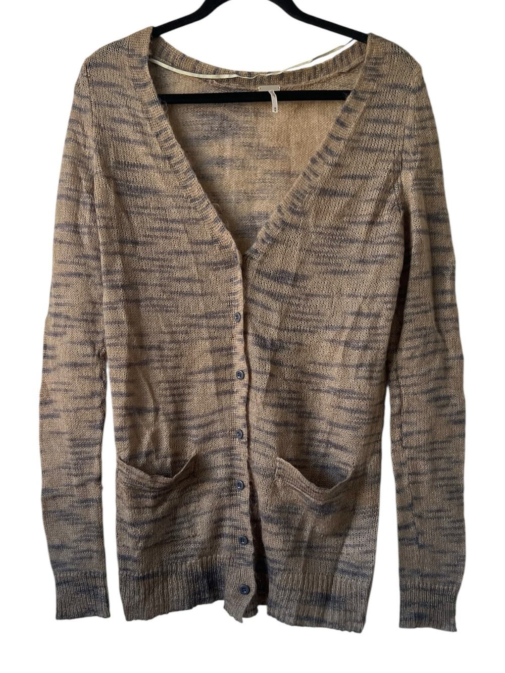 Free People Beach Brown Multi Colored Cardigan Size M
